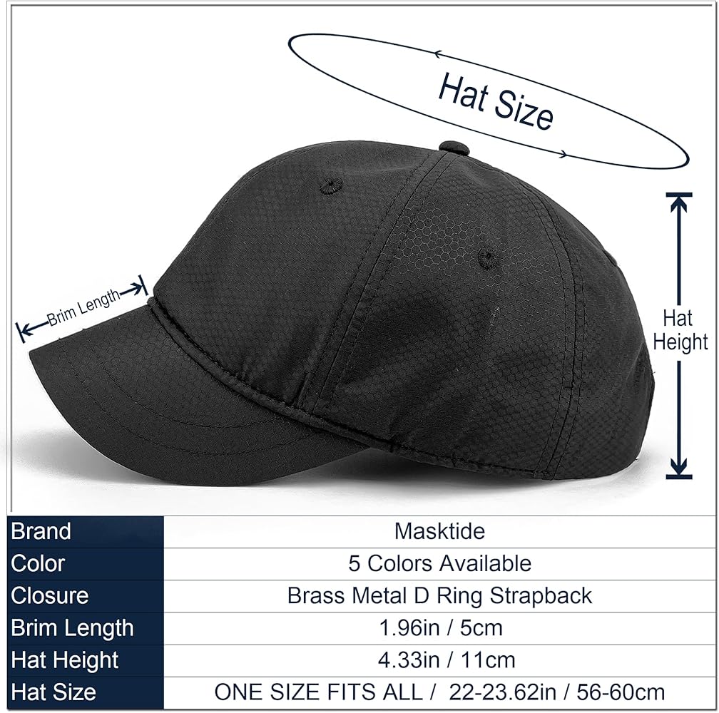 Masktide Short Bill Baseball Caps for Men Quick Dry Short